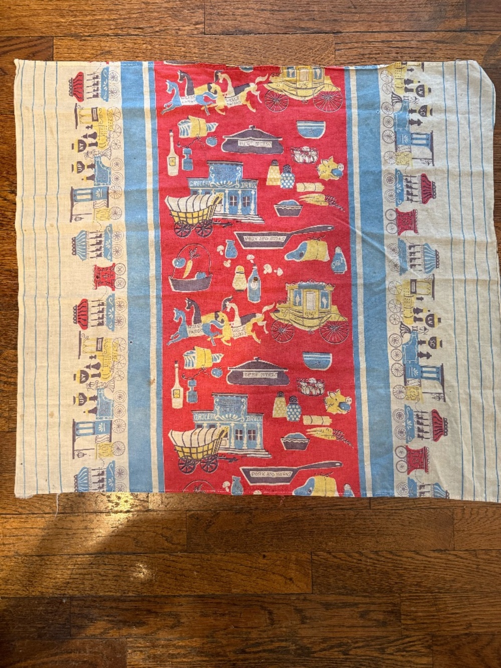 Vintage 1950s Novelty Print Tea Towel CUTTER